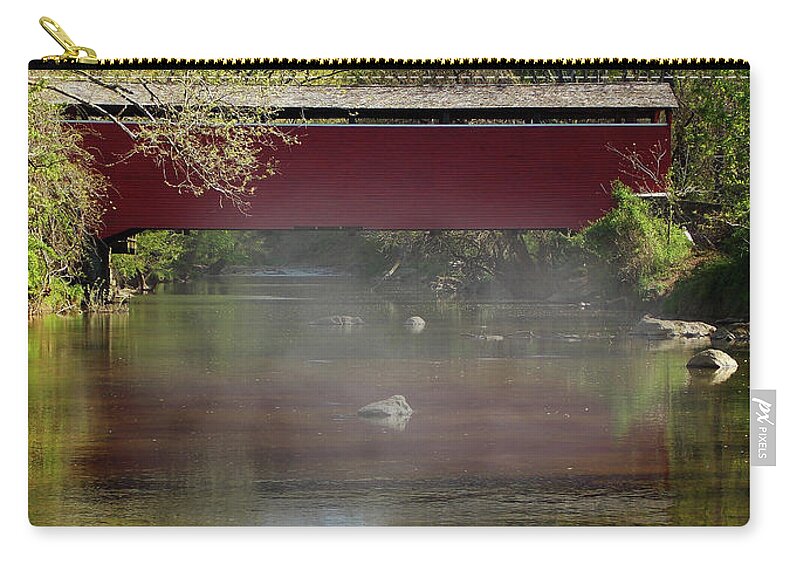 Scenic Tours Zip Pouch featuring the photograph Morning Mist by Skip Willits