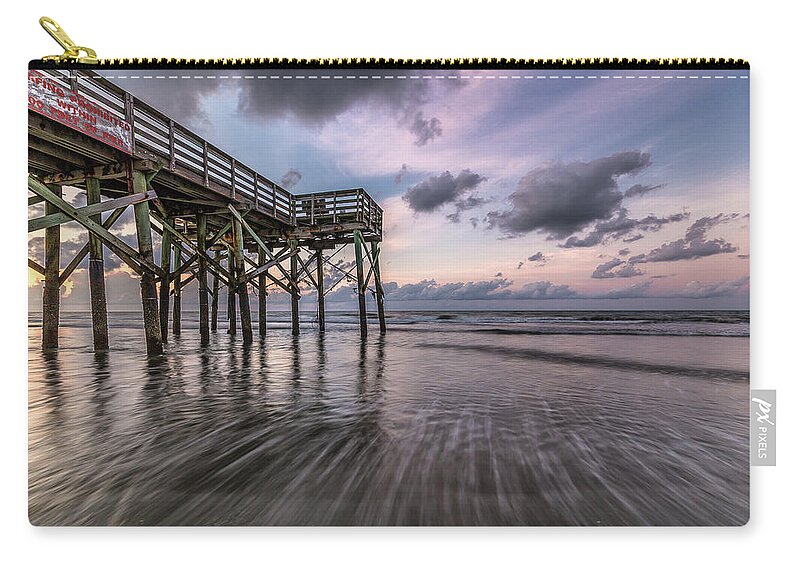 Isle Of Palms Zip Pouch featuring the photograph Morning Rush Isle of Palms by Donnie Whitaker