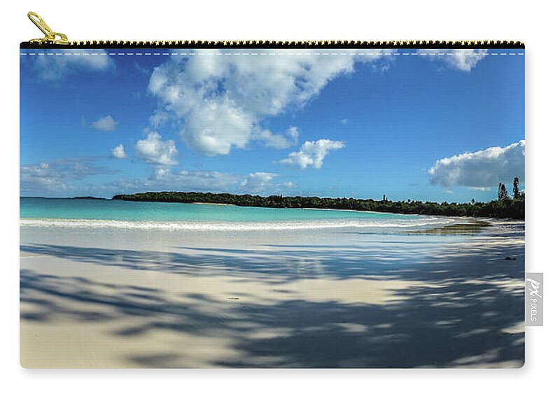 Panorama Zip Pouch featuring the photograph Morning shadows Ile des Pins by Dorothy Darden