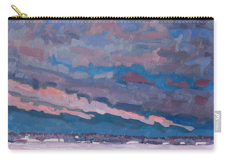 1032 Zip Pouch featuring the painting Morning Snow Clouds by Phil Chadwick