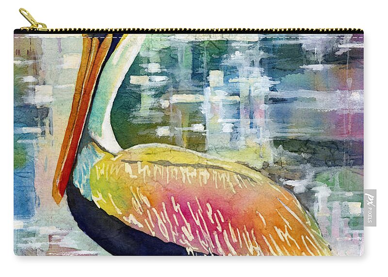 Pelican Zip Pouch featuring the painting Morning Solitude by Hailey E Herrera