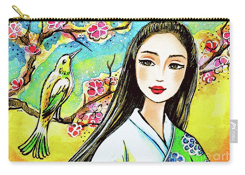 Asian Woman Carry-all Pouch featuring the painting Morning Spring by Eva Campbell