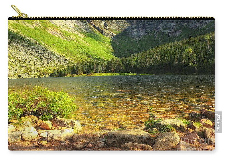 Chimney Pond Zip Pouch featuring the photograph Morning Sunrise on Chimney Pond by Elizabeth Dow
