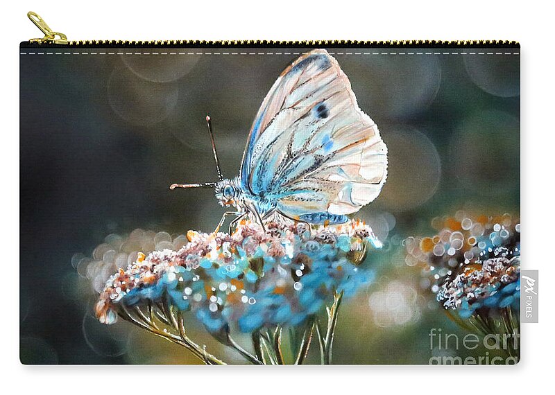 Butterfly Zip Pouch featuring the painting Morning Tea by Lachri