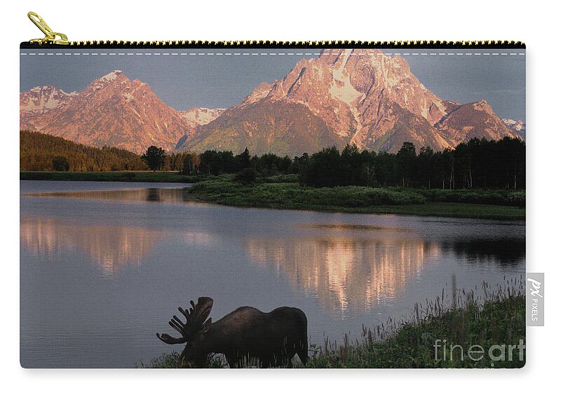 Grand Teton Zip Pouch featuring the photograph Morning Tranquility by Sandra Bronstein