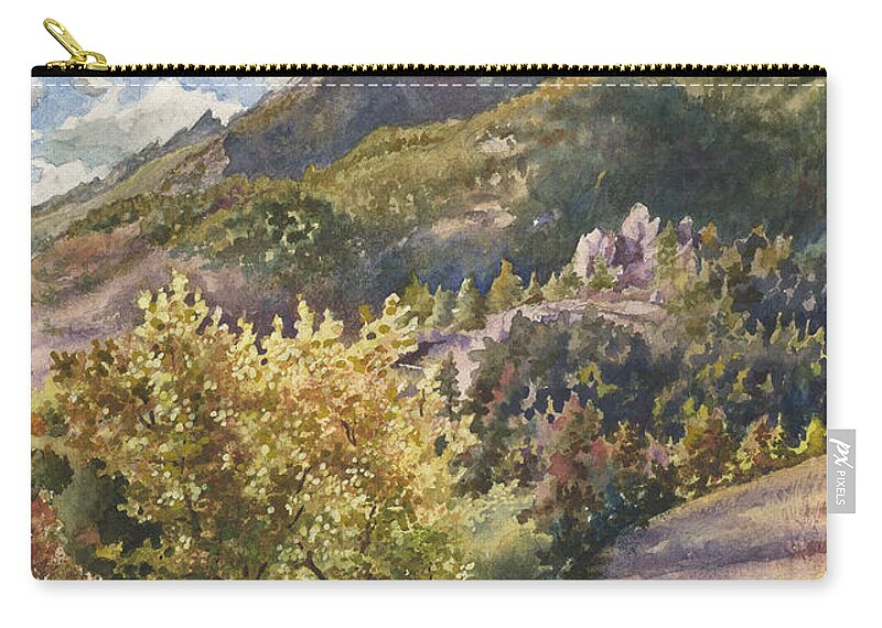 Autumn Painting Zip Pouch featuring the painting Morning Walk at Mount Sanitas by Anne Gifford