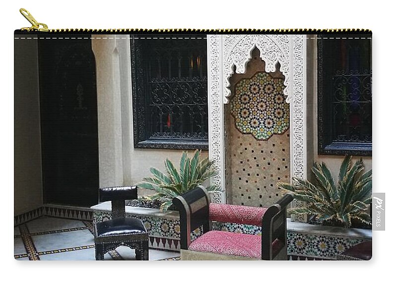 Interior Zip Pouch featuring the photograph Moroccan courtyard by Jarek Filipowicz