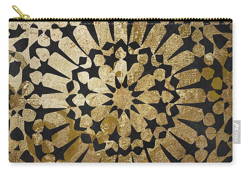 Gold Zip Pouch featuring the painting Moroccan Gold IV by Mindy Sommers