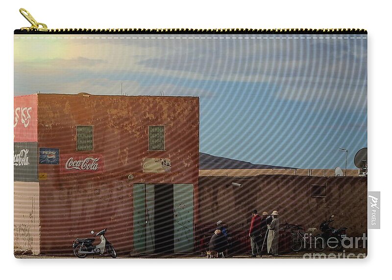 Morocco Zip Pouch featuring the photograph Morocco Back Roads Pit Stop Beams by Chuck Kuhn