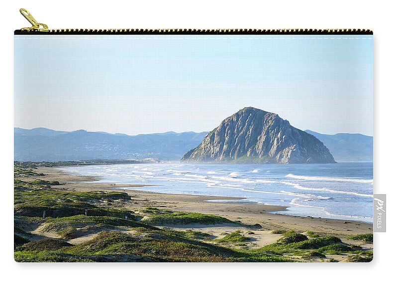 Morro Rock Morning Haze Zip Pouch featuring the photograph Morro Rock Morning Haze 2 by Floyd Snyder