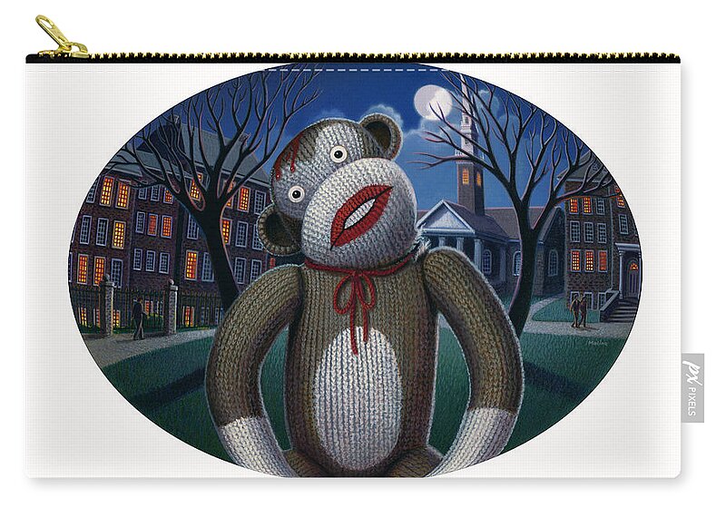 Sock Monkey Zip Pouch featuring the painting Mortal Words by Robin Moline