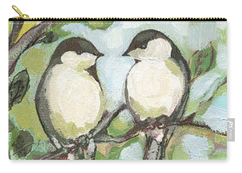 Chickadee Zip Pouch featuring the painting Mo's Chickadees by Jennifer Lommers