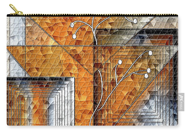 Abstract Zip Pouch featuring the digital art Mosaic Orangescape by Iris Gelbart