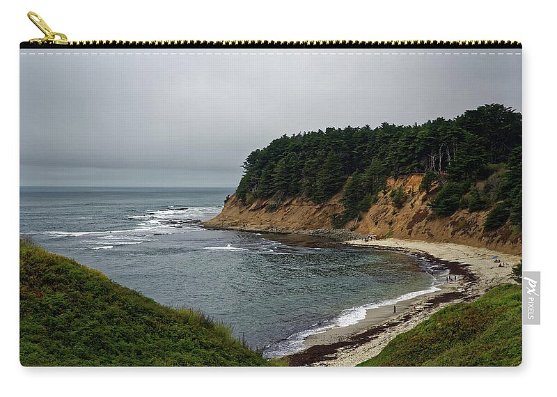 Landscape. Ocean Zip Pouch featuring the photograph Moss Beach by Peter Ponzio