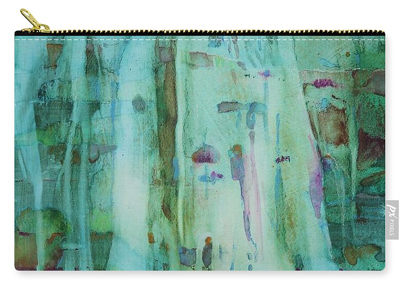 Waterfall Zip Pouch featuring the painting Mossy Falls by Elizabeth Carr
