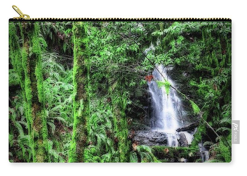 Moss Zip Pouch featuring the photograph Mossy Trees and Waterfalls by KATIE Vigil