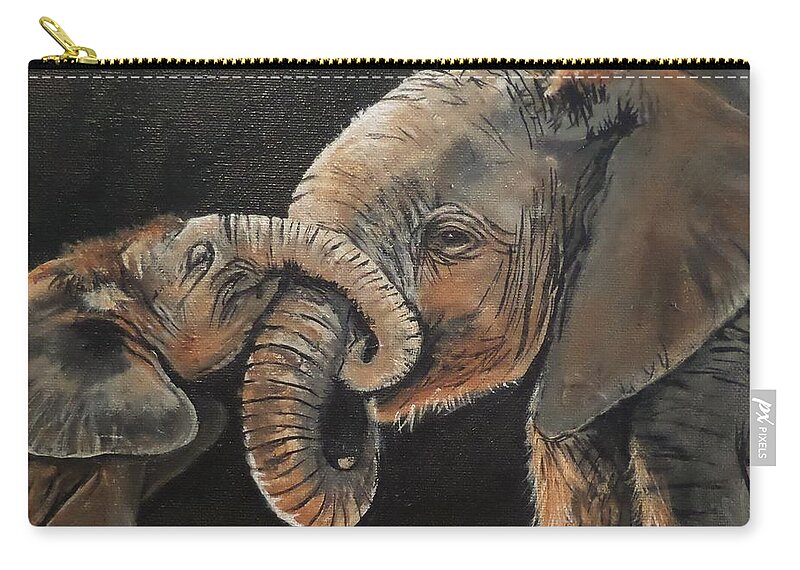 Acrylic Zip Pouch featuring the painting Mother and baby by Anne Gardner