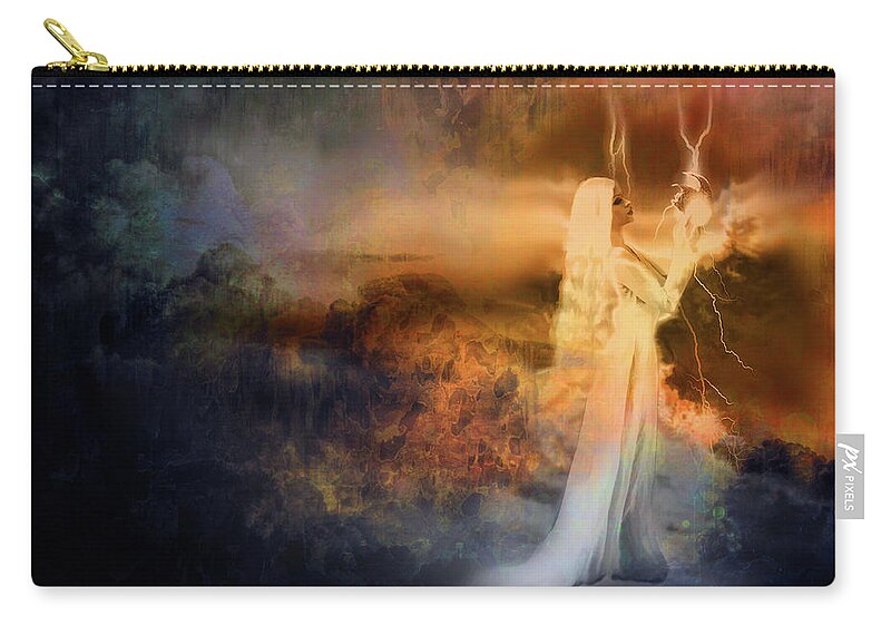 Mother Of Dragons Zip Pouch featuring the digital art Mother of Dragons by Lilia D