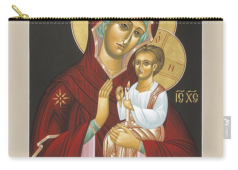 Mother Of God Light In All Darkness Zip Pouch featuring the painting Mother of God Light In All Darkness 016 by William Hart McNichols