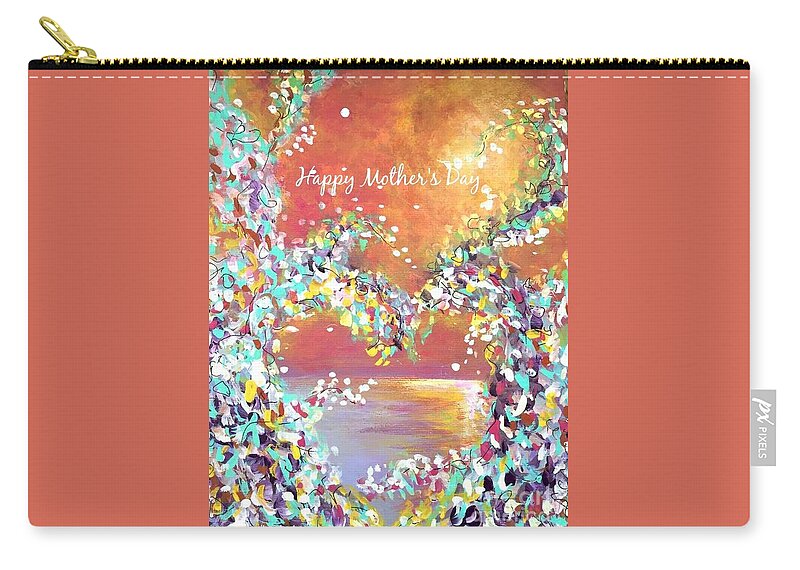 Mother's Day Greeting Card Zip Pouch featuring the painting Mother's Day Greeting Card Heart by Jacqui Hawk