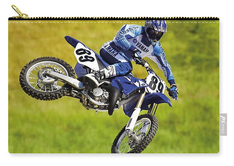 Motocross Zip Pouch featuring the photograph Motocross by Jackie Russo