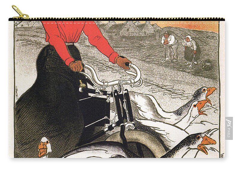 Vintage Zip Pouch featuring the mixed media Motocycles Comiot - Paris - Vintage Advertising Poster by Studio Grafiikka