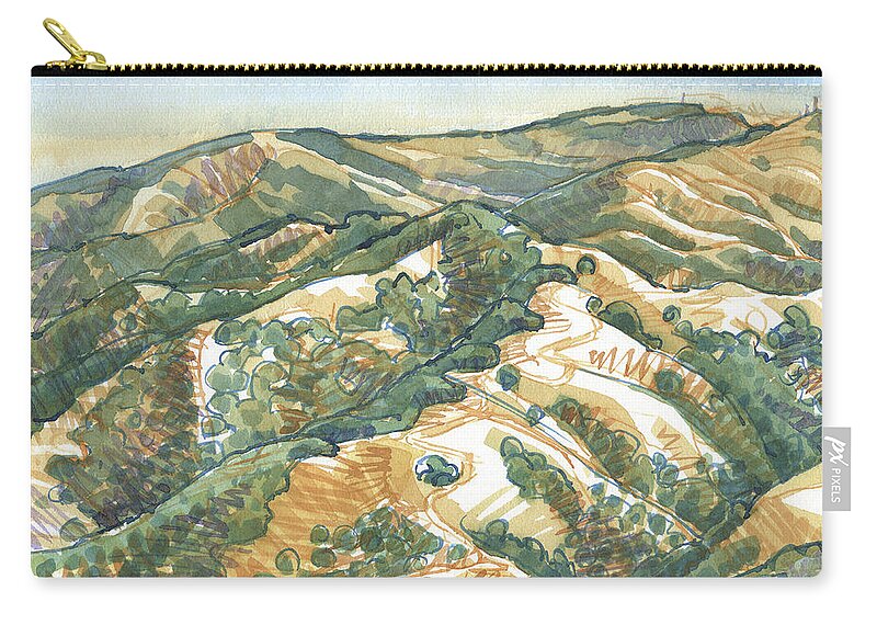 Landscape Zip Pouch featuring the painting Mount Diablo, Round Top Viewpoint by Judith Kunzle