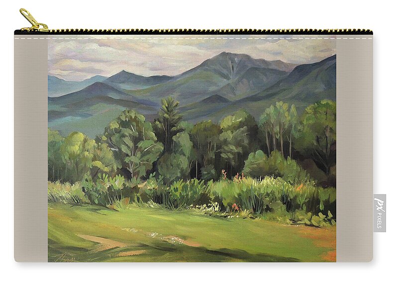 White Mountain Paintngs Zip Pouch featuring the painting Mount LaFayette from Sugar Hill New Hampshire by Nancy Griswold