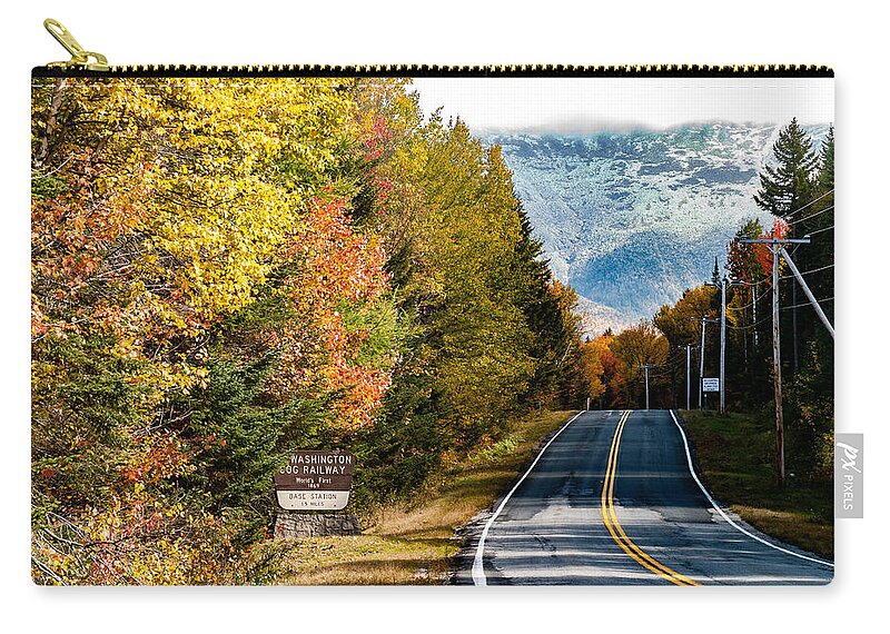 Snowliage Zip Pouch featuring the photograph Mount Washington in autumn by Jeff Folger