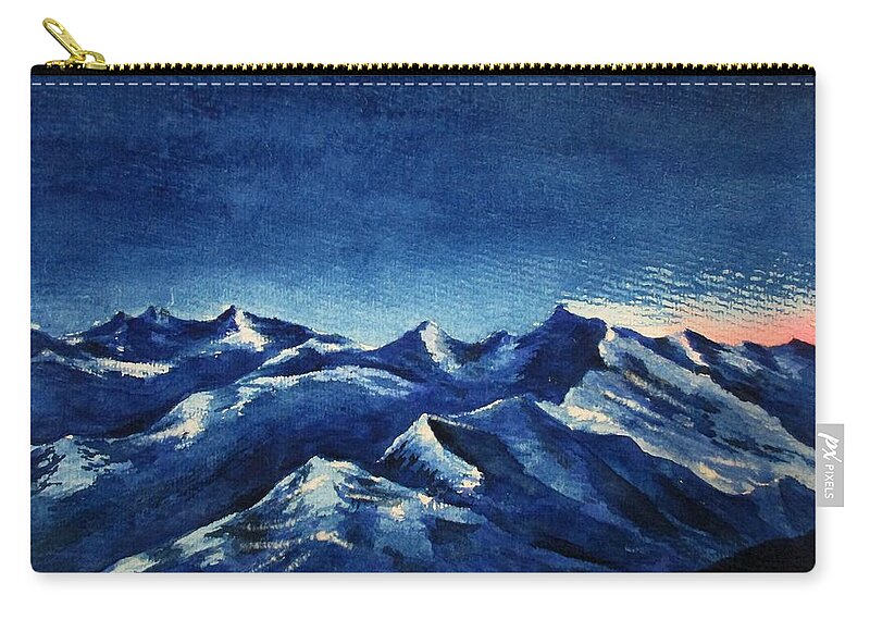 Art Zip Pouch featuring the painting Mountain -4 by Tamal Sen Sharma