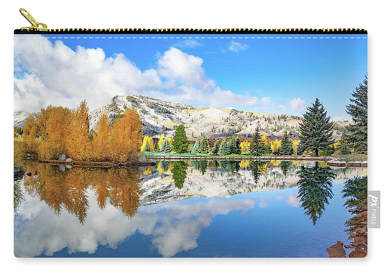 America Zip Pouch featuring the photograph Mountain Landscape Reflections - Aspen Colorado Snowmass Village by Gregory Ballos