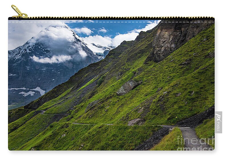 Switzerland Zip Pouch featuring the photograph Mountain Path in the Swiss Alps by Gary Whitton