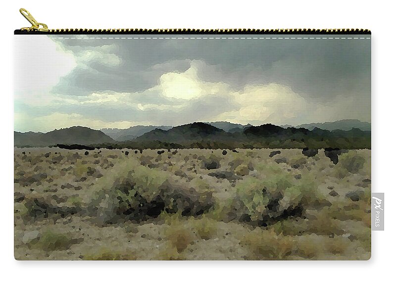 Mountain Zip Pouch featuring the photograph Mountain Storm with Cows by Marcia Socolik