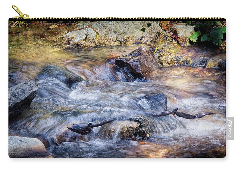 Running Water Zip Pouch featuring the photograph Mountain Stream by Elaine Malott