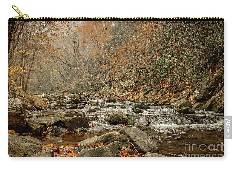 Mountain Stream Zip Pouch featuring the photograph Mountain Stream in Fall by Tom Claud