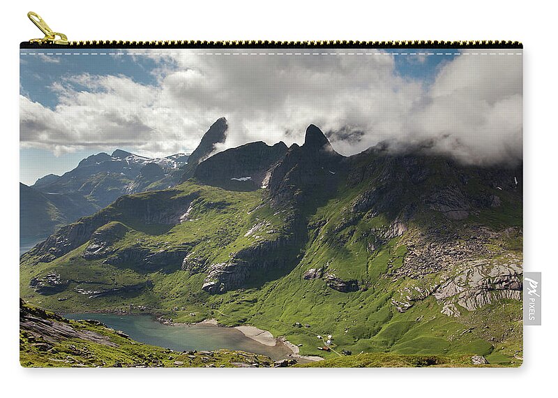 Kirkefjord Zip Pouch featuring the photograph Mountain with Horns from Brunakseltind by Aivar Mikko