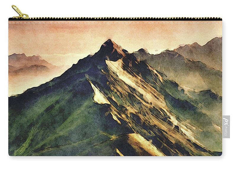 Mountains Zip Pouch featuring the digital art Mountains In The Clouds by Phil Perkins