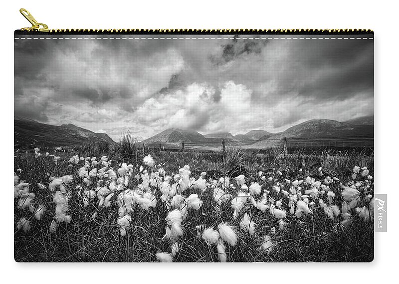 Grass Zip Pouch featuring the photograph Mournes Bog Cotton by Nigel R Bell
