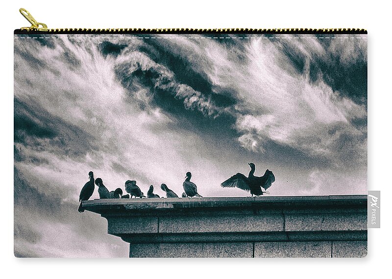 Cormorants Zip Pouch featuring the photograph Cormorant's Cry by Jessica Jenney