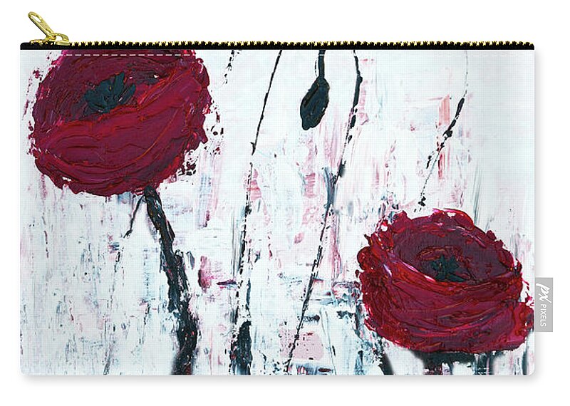 Martha Ann Zip Pouch featuring the painting Impressionist FloralA8516 by Mas Art Studio