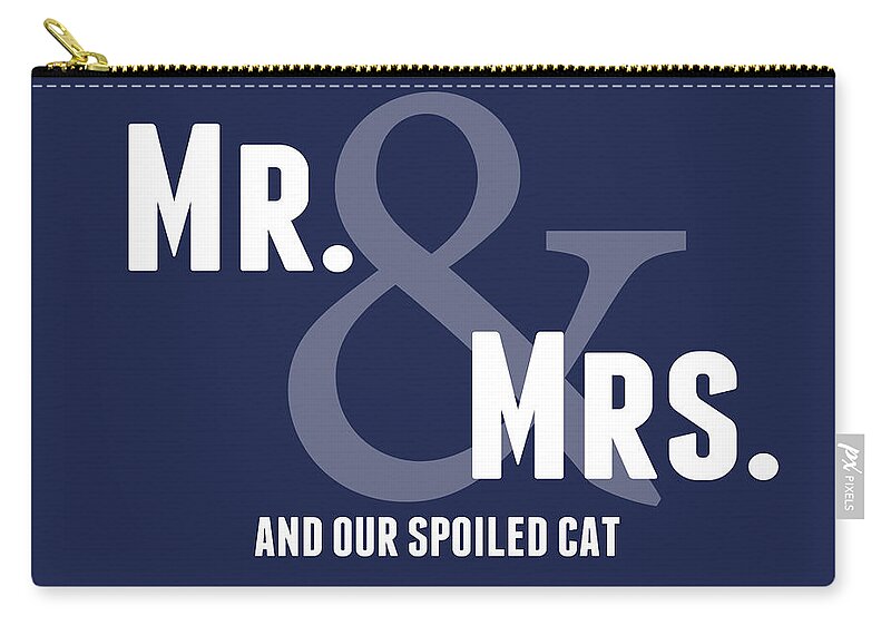 Mr Zip Pouch featuring the digital art Mr and Mrs and Cat by Linda Woods