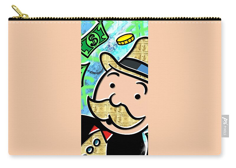 Money Zip Pouch featuring the digital art Mr Monopoly by Canvas Cultures