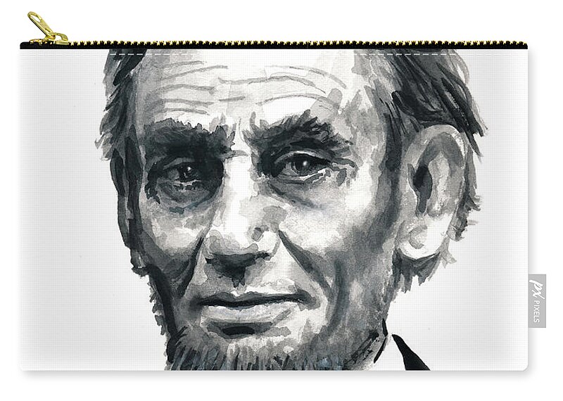 Lincoln President Man Of Honor Zip Pouch featuring the painting Mr President by Murry Whiteman