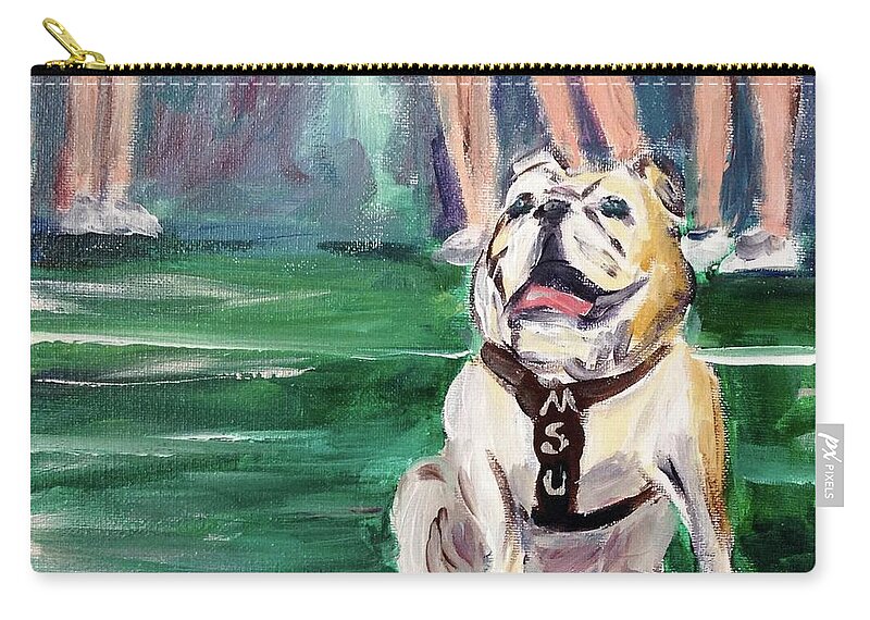 Ole Miss Zip Pouch featuring the painting MSU Cheer by Leslie Saucier