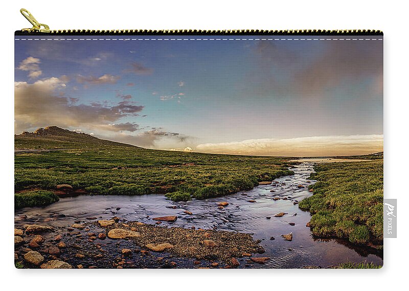 American West Zip Pouch featuring the photograph Mt. Evans Alpine Stream by Chris Bordeleau