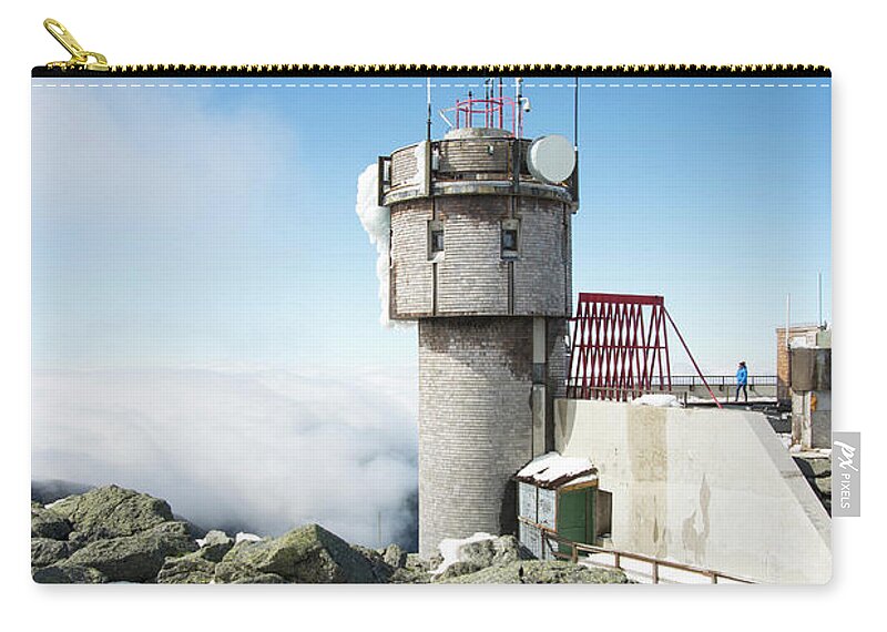 Weather Zip Pouch featuring the photograph Mt Washington Weather Station by Alana Ranney