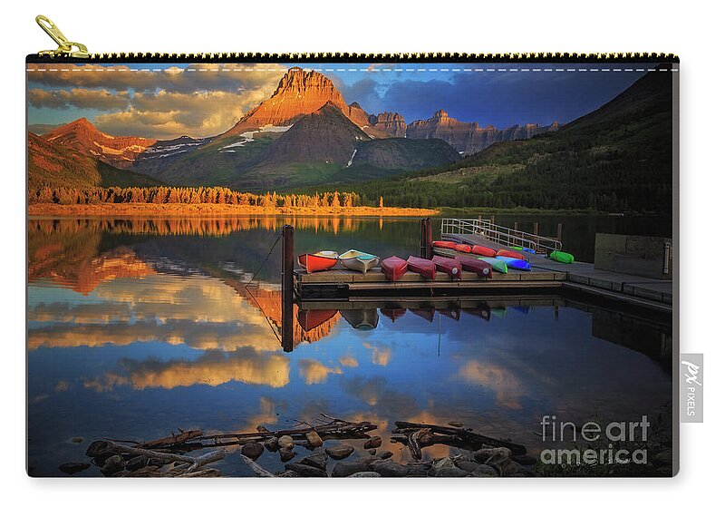 Glacier Carry-all Pouch featuring the photograph Mt. Wilbur and Swiftcurrent Lake Morning by Craig J Satterlee
