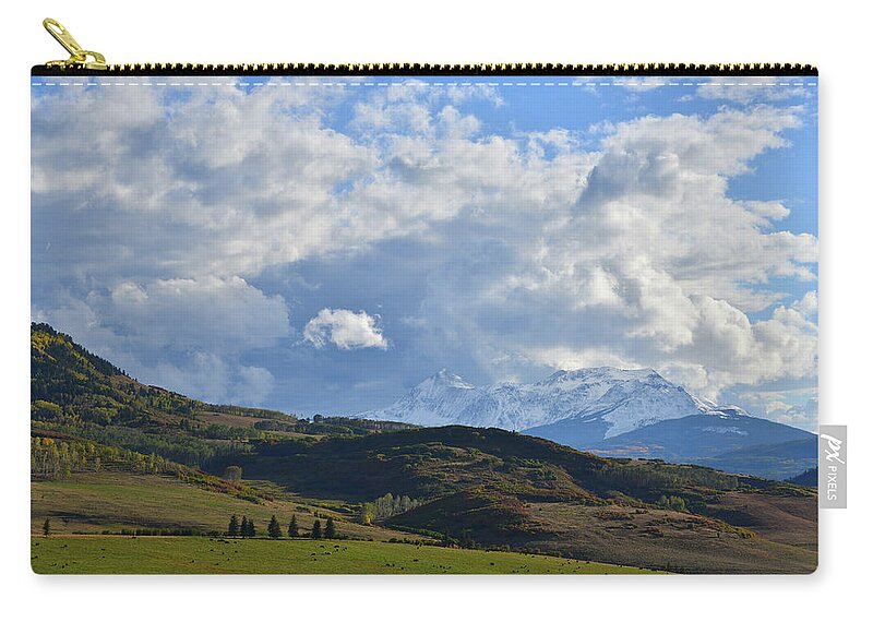 Colorado Zip Pouch featuring the photograph Mt. Wilson from Last Dollar Road by Ray Mathis