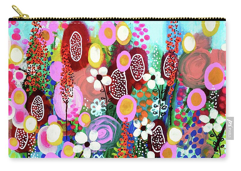 Flowers Zip Pouch featuring the painting Mudita by Robin Mead