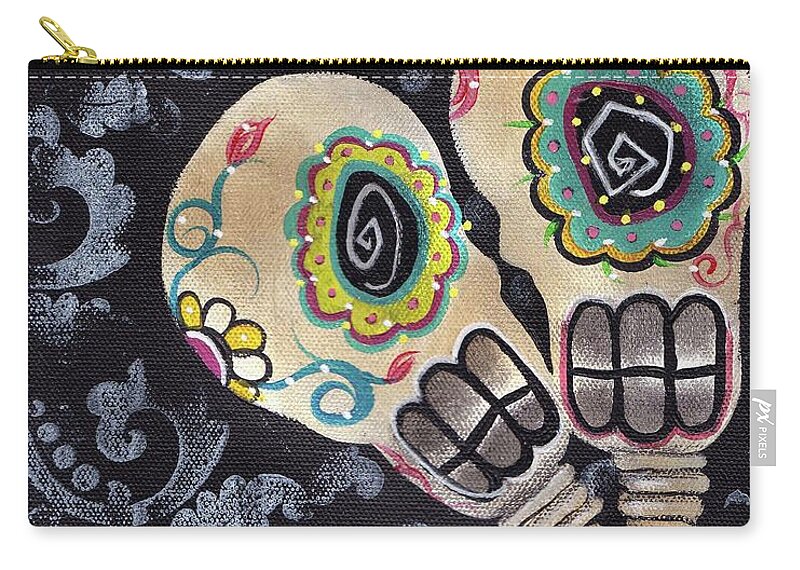 Day Of The Dead Carry-all Pouch featuring the painting Muertos de Amor by Abril Andrade